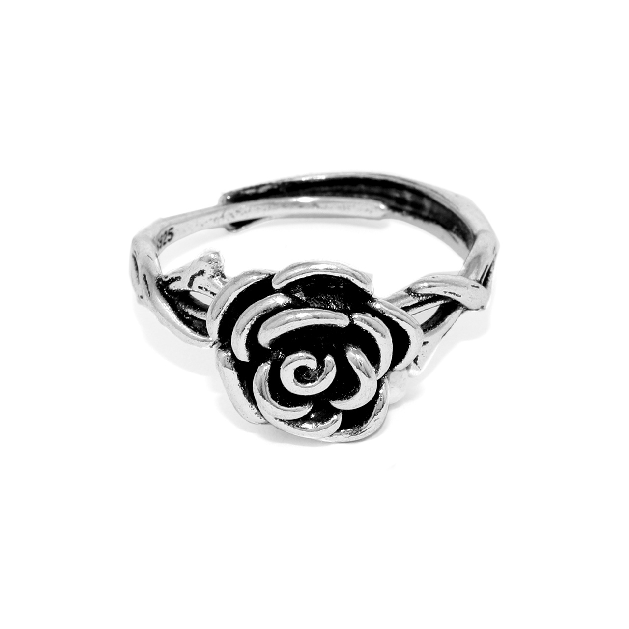 指輪 リング 12号〜16号サイズ アンティーク調 ローズ 薔薇モチーフ バラ スタイリッシュ シルバー ゴールド フリーサイズリング | 凛 RIN | 01