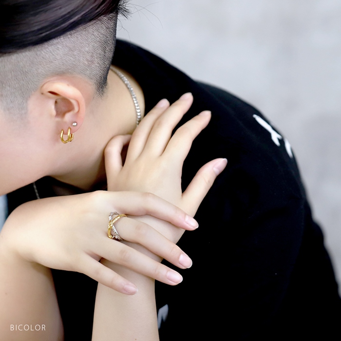 指輪 リング クロス 13号サイズ相当 シルバー バイカラー スタイリッシュ ファッション オープンリング | 凛 RIN | 04