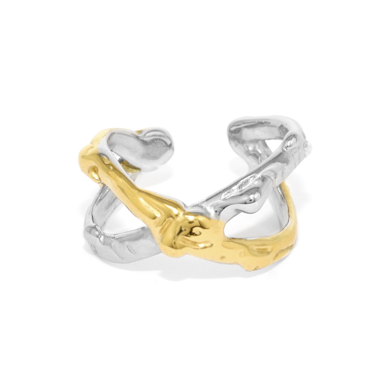 指輪 リング クロス 13号サイズ相当 シルバー バイカラー スタイリッシュ ファッション オープンリング | 凛 RIN | 02