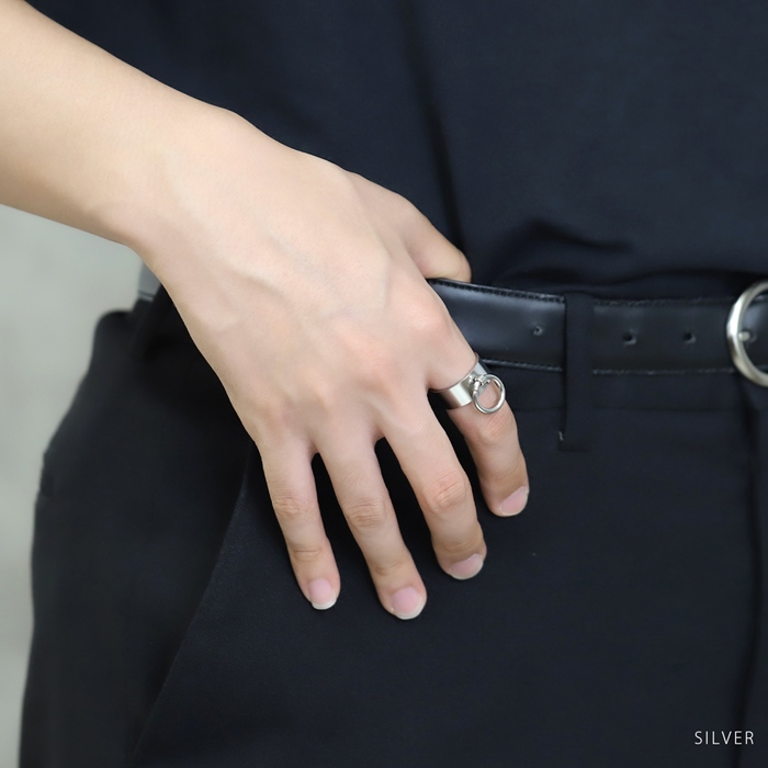 リング 指輪 オープンリング メンズ 幅広 13号 18号 リングノブ リングプル サージカルステンレス | 凛 RIN | 07