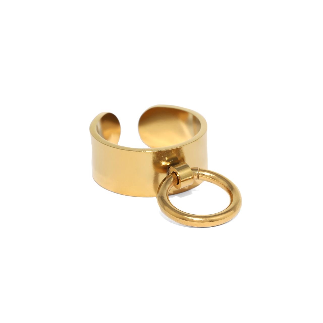 リング 指輪 オープンリング メンズ 幅広 13号 18号 リングノブ リングプル サージカルステンレス | 凛 RIN | 02