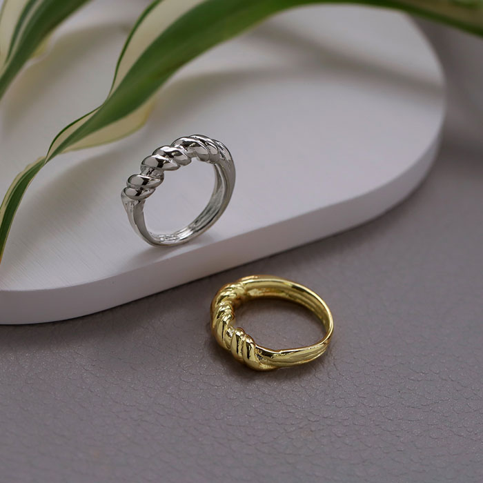 凛 RIN 指輪 レディース リング ツイスト ロープ ひねり 太め 18K 