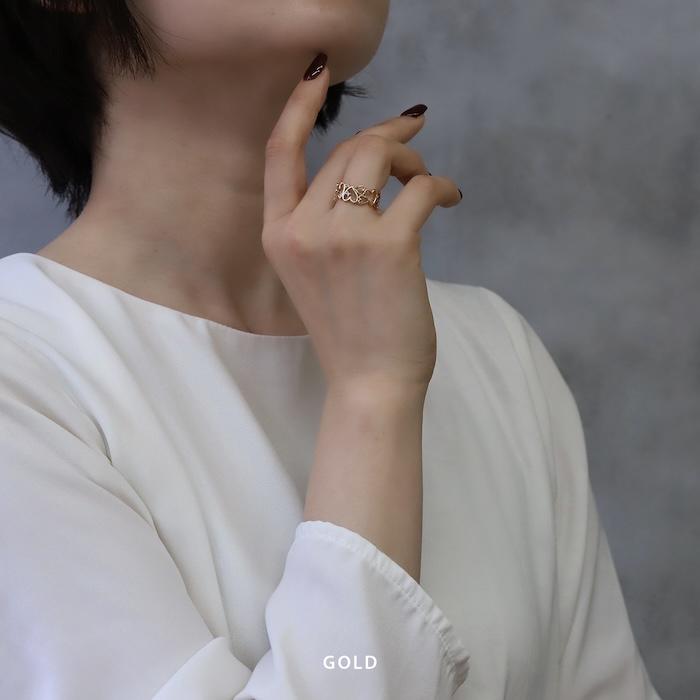 凛 RIN 指輪 レディース リング ハート 幅広 フリーサイズ オープン