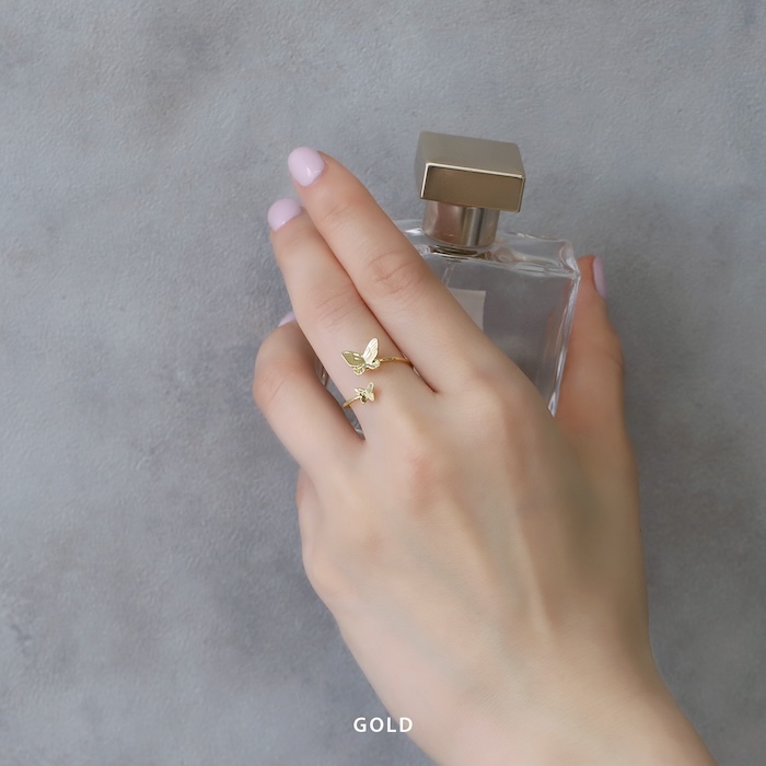 指輪 レディース リング 蝶 蝶々 バタフライ オープンリング 可愛い おしゃれ 細い 華奢 調節 40代 50代 | 凛 RIN | 04