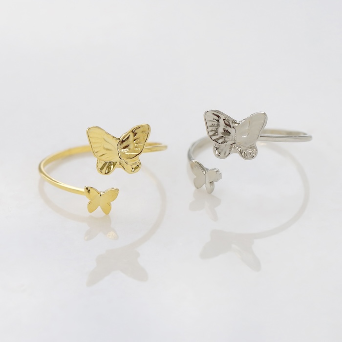 指輪 レディース リング 蝶 蝶々 バタフライ オープンリング 可愛い おしゃれ 細い 華奢 調節 40代 50代 | 凛 RIN | 05
