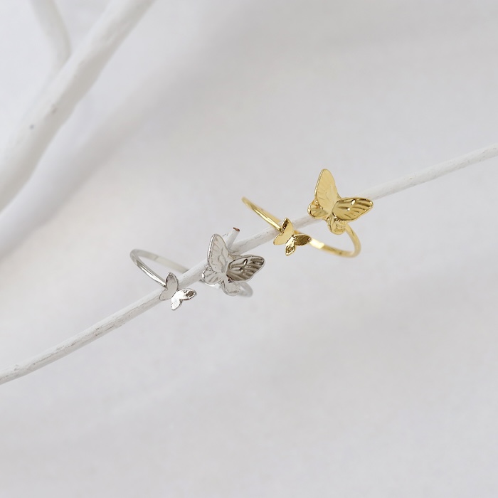 指輪 レディース リング 蝶 蝶々 バタフライ オープンリング 可愛い おしゃれ 細い 華奢 調節 40代 50代 | 凛 RIN | 06