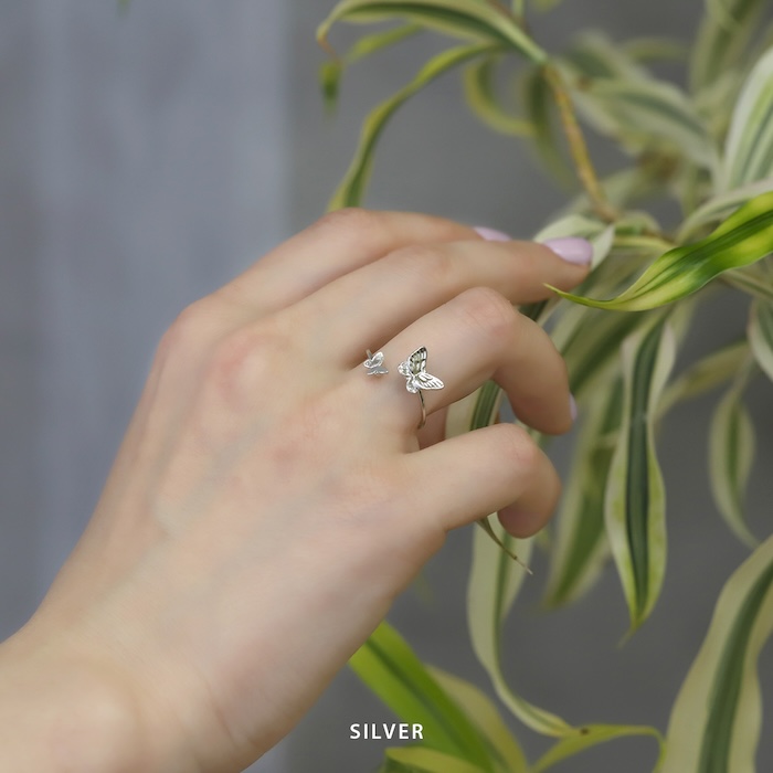 指輪 レディース リング 蝶 蝶々 バタフライ オープンリング 可愛い おしゃれ 細い 華奢 調節 40代 50代 | 凛 RIN | 08