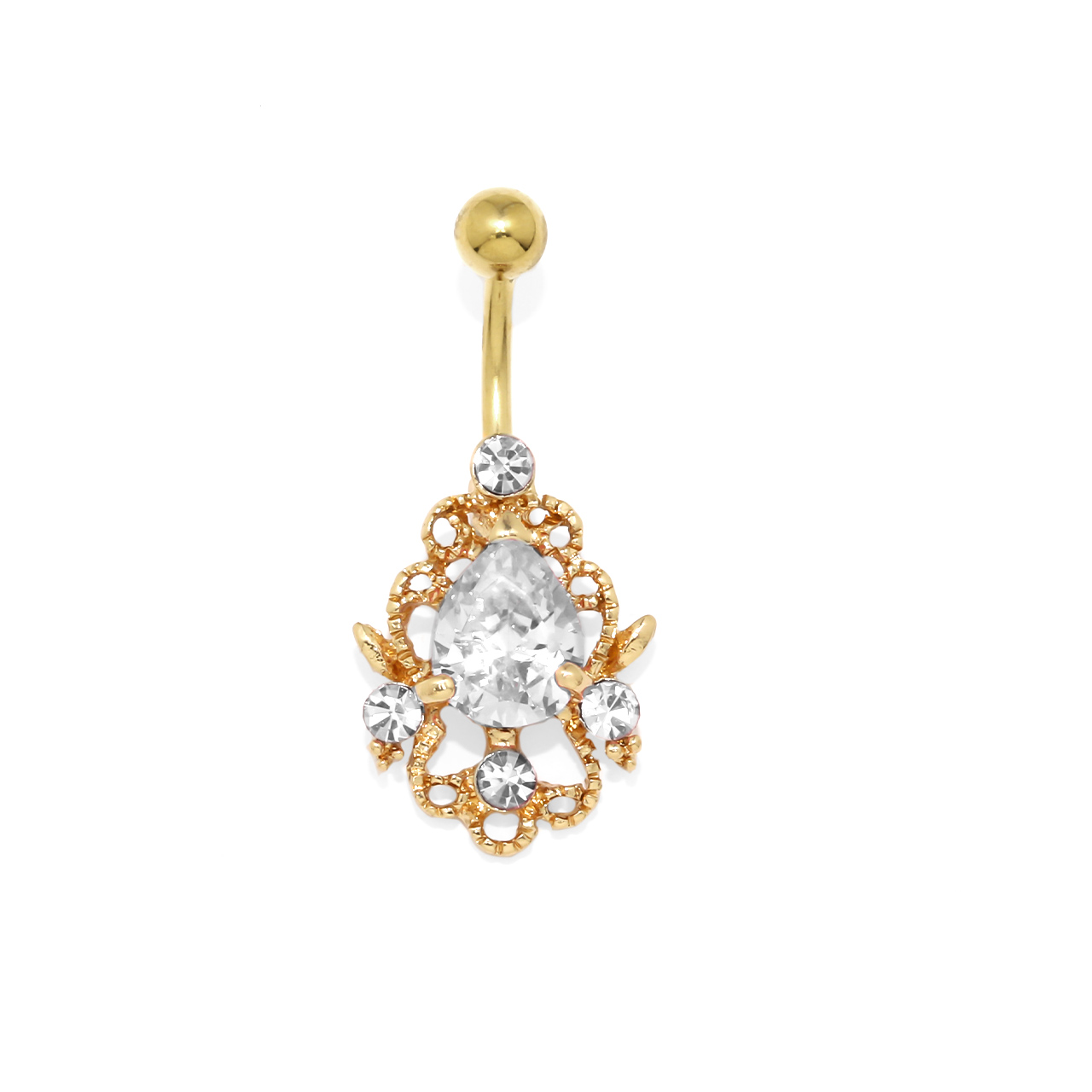 凛 RIN へそピアス 14G ボディピアス ジュエル ドロップ型 バナナ 