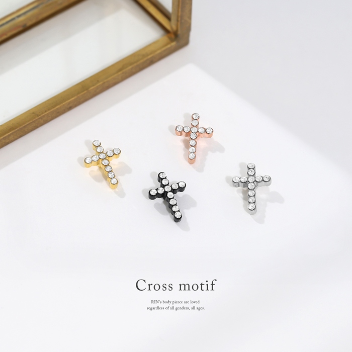 凛 RIN キャッチ ボディピアス クロス 軟骨 14G 16G 18G 12G カスタム