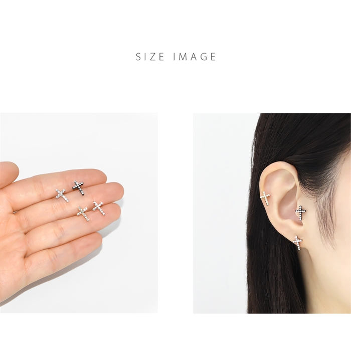 凛 RIN キャッチ ボディピアス クロス 軟骨 14G 16G 18G 12G カスタム