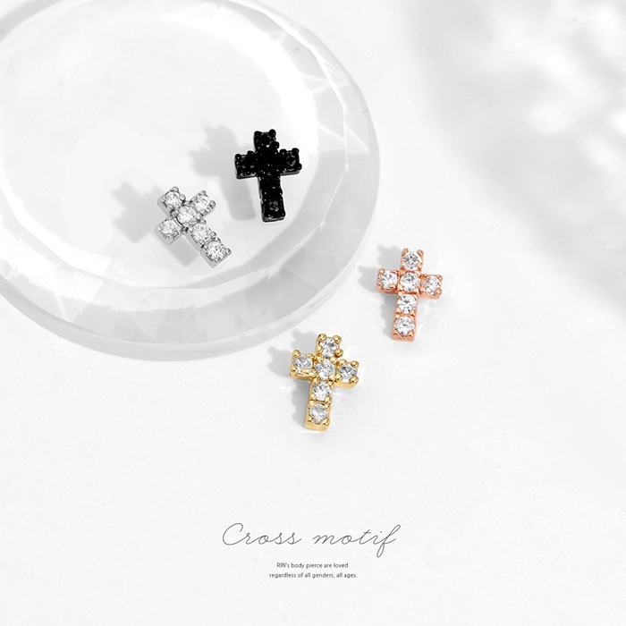 凛 RIN キャッチ ボディピアス カスタム クロス 軟骨 キラキラ 14G 16G