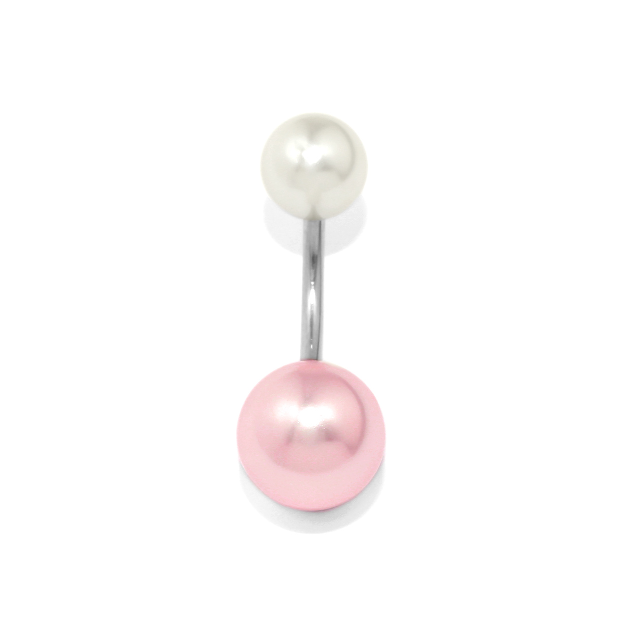 パールピアス　ピンク　（にゃん）　素敵 凛 RIN へそピアス 14G 16G 18G ボディピアス パール カーブバーベル