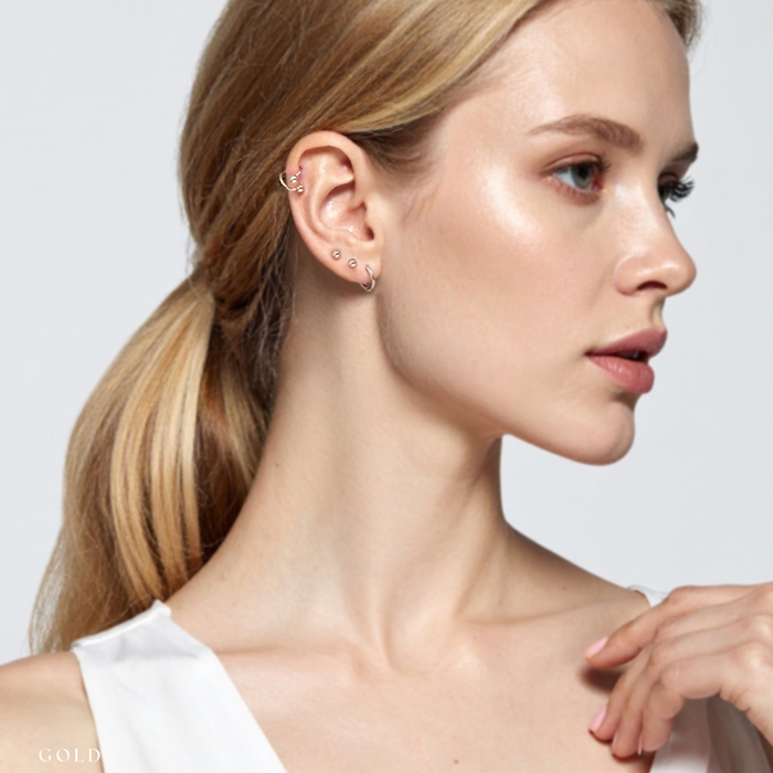 凛 RIN ボディピアス 24金 スパイラルバーベル 24Kコーティング 軟骨