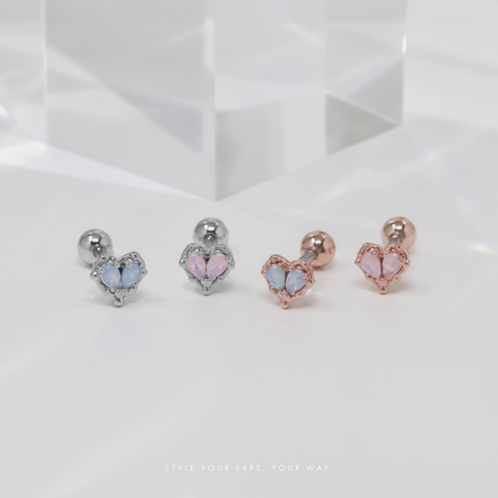 軟骨ピアス 16G ボディピアス ハート ジュエル キラキラ ストレートバーベル サージカルステンレス 片耳用 | 凛 RIN | 05