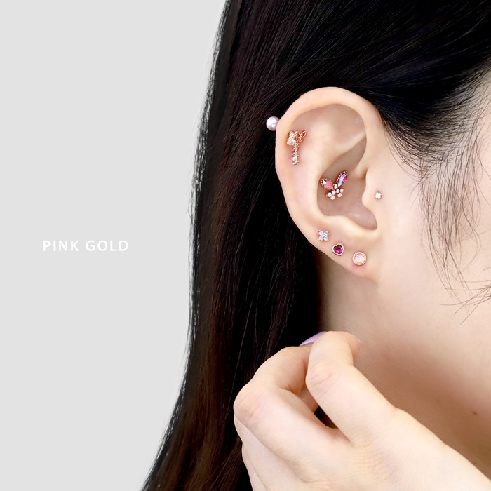 凛 RIN ボディピアス 16G 蝶々 バタフライ キラキラ 軟骨 ジュエル