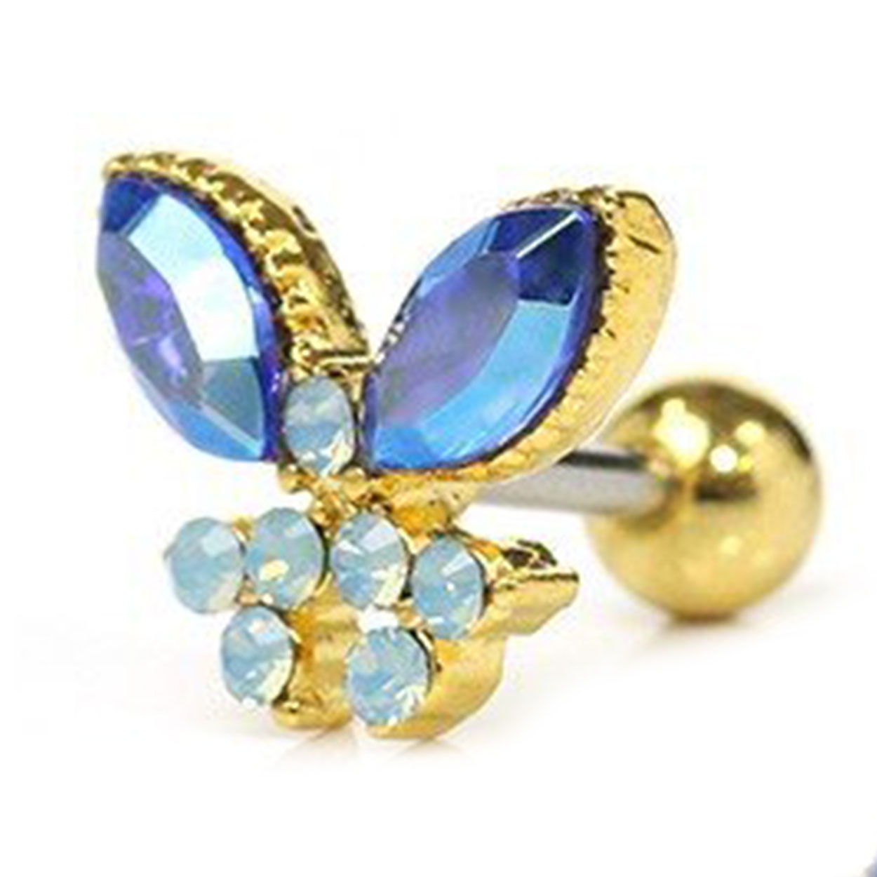 ボディピアス 16G 蝶々 キラキラ 軟骨 ジュエル 片耳用 金属アレルギー対応 大きめ 可愛い レディース | 凛 RIN | 02