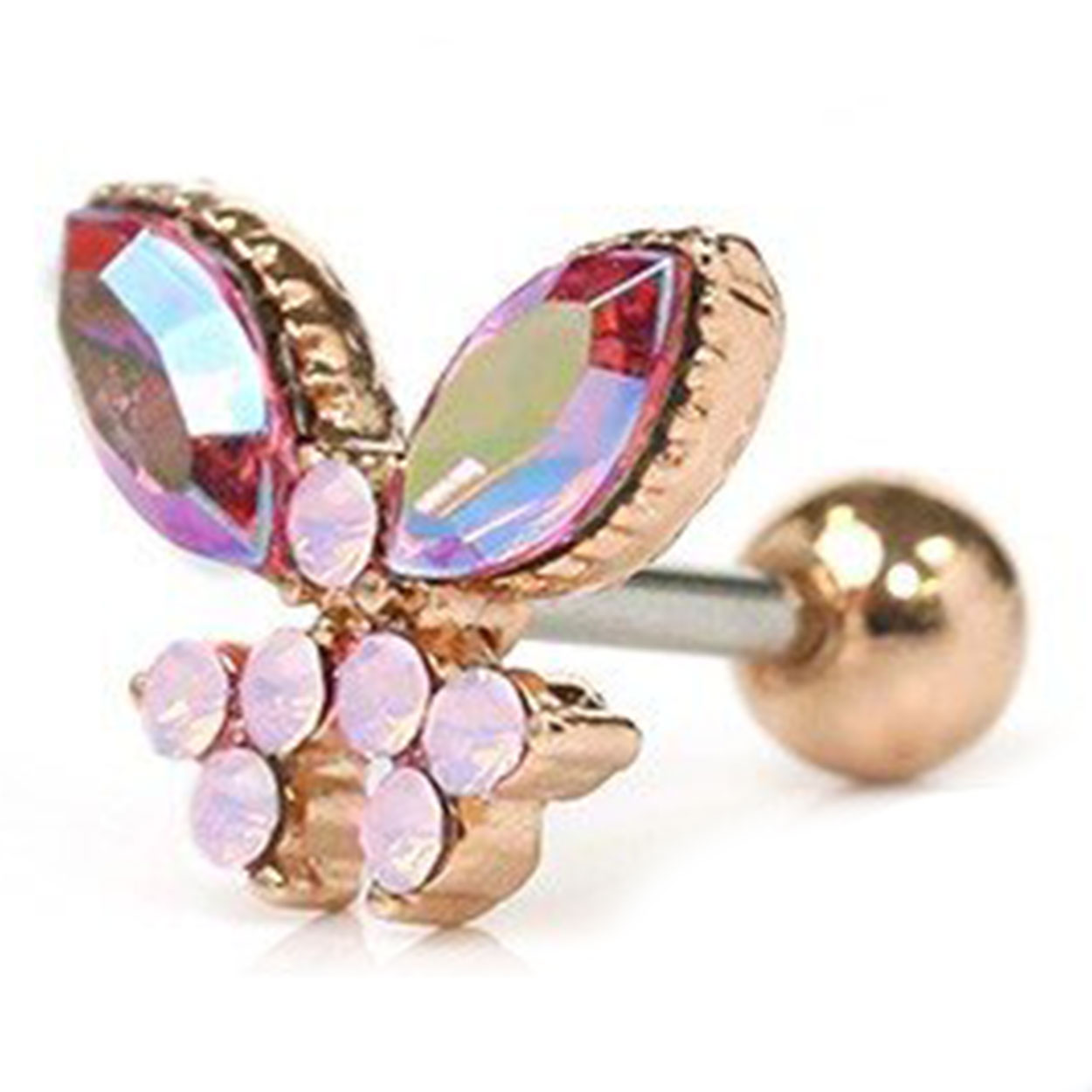 ボディピアス 16G 蝶々 キラキラ 軟骨 ジュエル 片耳用 金属アレルギー対応 大きめ 可愛い レディース | 凛 RIN | 03