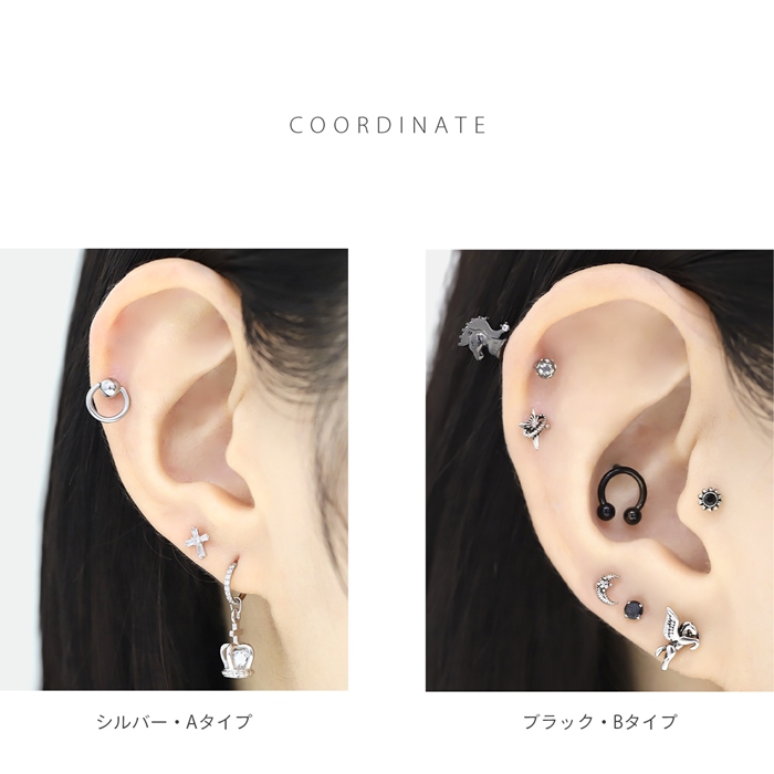 凛 RIN 軟骨ピアス 16G ボディピアス リング スタイリッシュ 片耳用