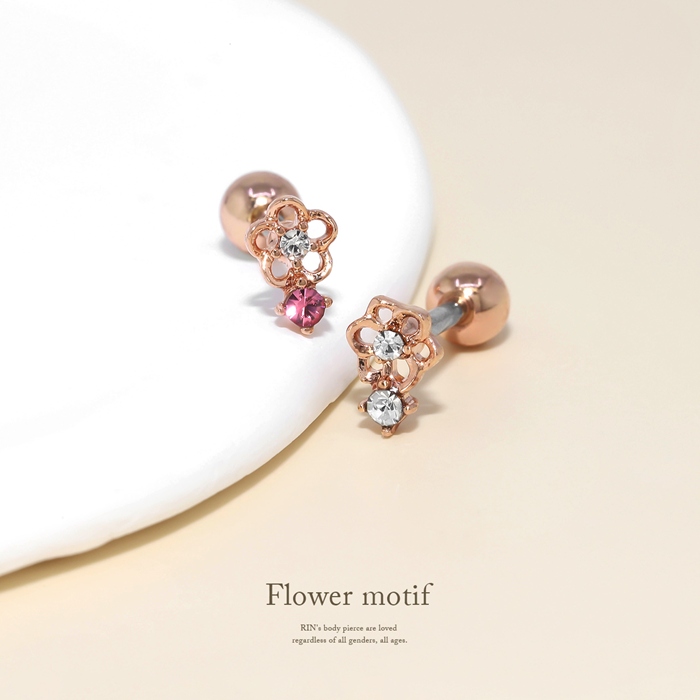 凛 RIN ボディピアス 16G 軟骨ピアス ジュエル フラワー 花 フェミニン
