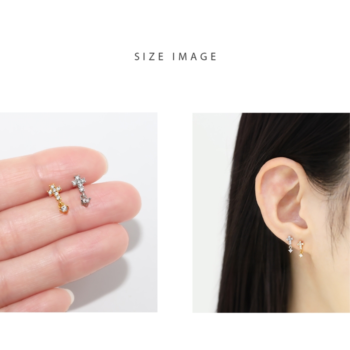 凛 RIN ボディピアス 16G クロス 軟骨 十字架 片耳用 ストレート