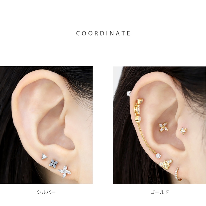 凛 RIN ボディピアス 花 軟骨ピアス 16G フラワー ジュエル レディース