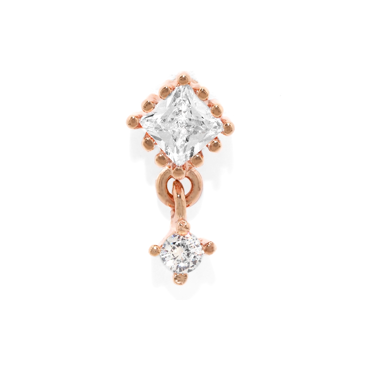 凛 RIN ボディピアス 16G スクエア ジュエル 軟骨 揺れる キラキラ