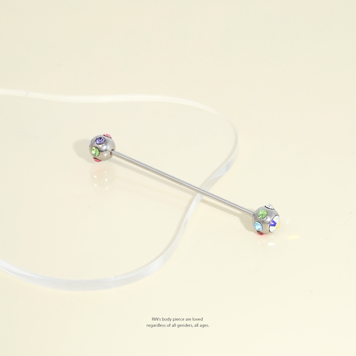 凛 RIN インダストリアル ボディピアス 16G 軟骨 ジュエル ロング