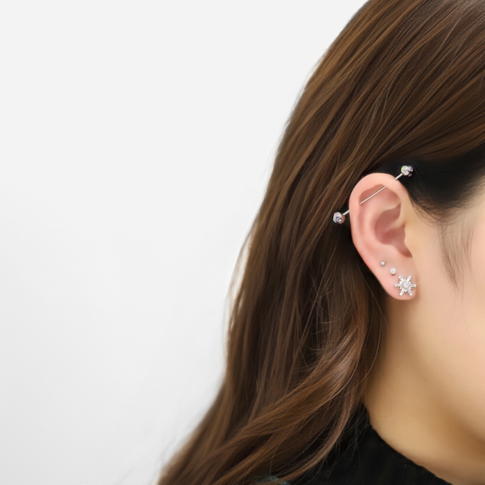 凛 RIN インダストリアル ボディピアス 16G 軟骨 ジュエル ロング