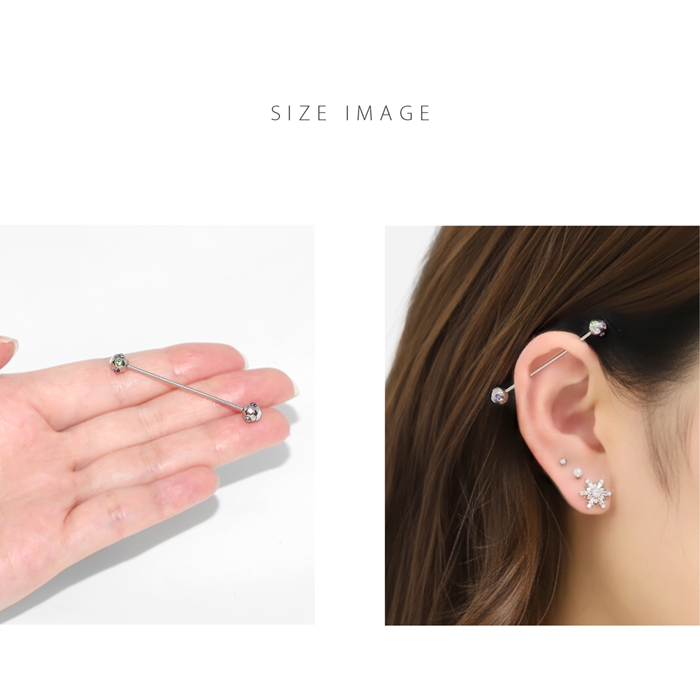 凛 RIN インダストリアル ボディピアス 16G 軟骨 ジュエル ロング