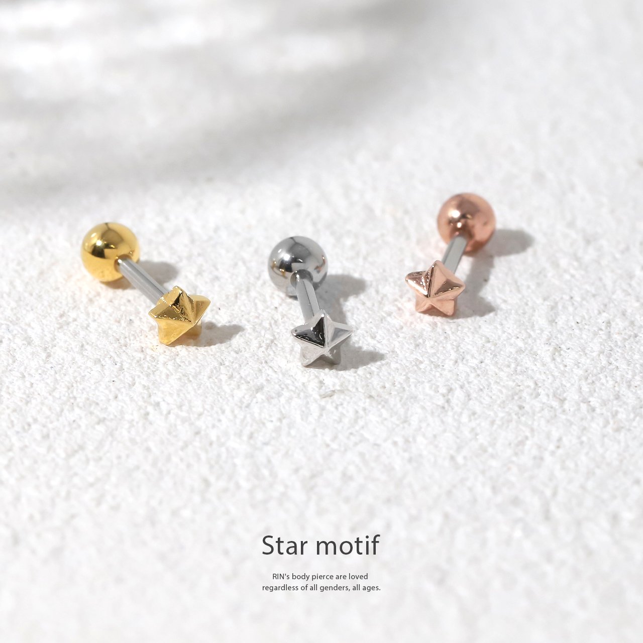 凛 RIN ボディピアス 16G スター 軟骨ピアス 星 小さい ストレート