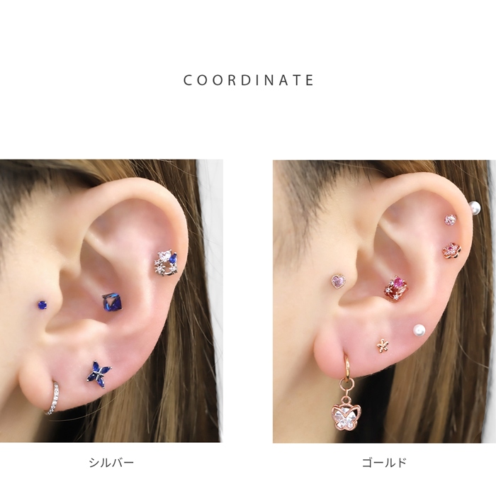 凛 RIN 軟骨ピアス 16G ボディピアス ハート 花 フラワー リース