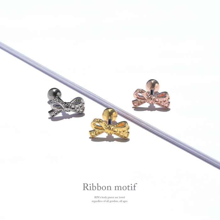 凛 RIN 軟骨ピアス ボディピアス 16G リボン シンプル かわいい