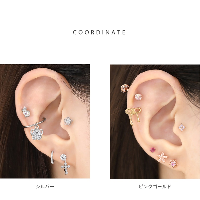 凛 RIN 軟骨ピアス 16G ボディピアス 花 フラワー ストレートバーベル