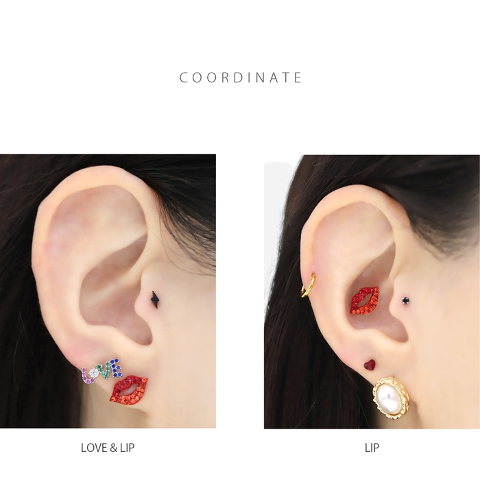 軟骨ピアス 16G リップ くちびる LOVE ユニーク 個性的 個性派