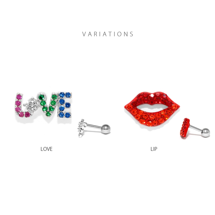 凛 RIN 軟骨ピアス 16G ボディピアス リップ くちびる LOVE 個性派