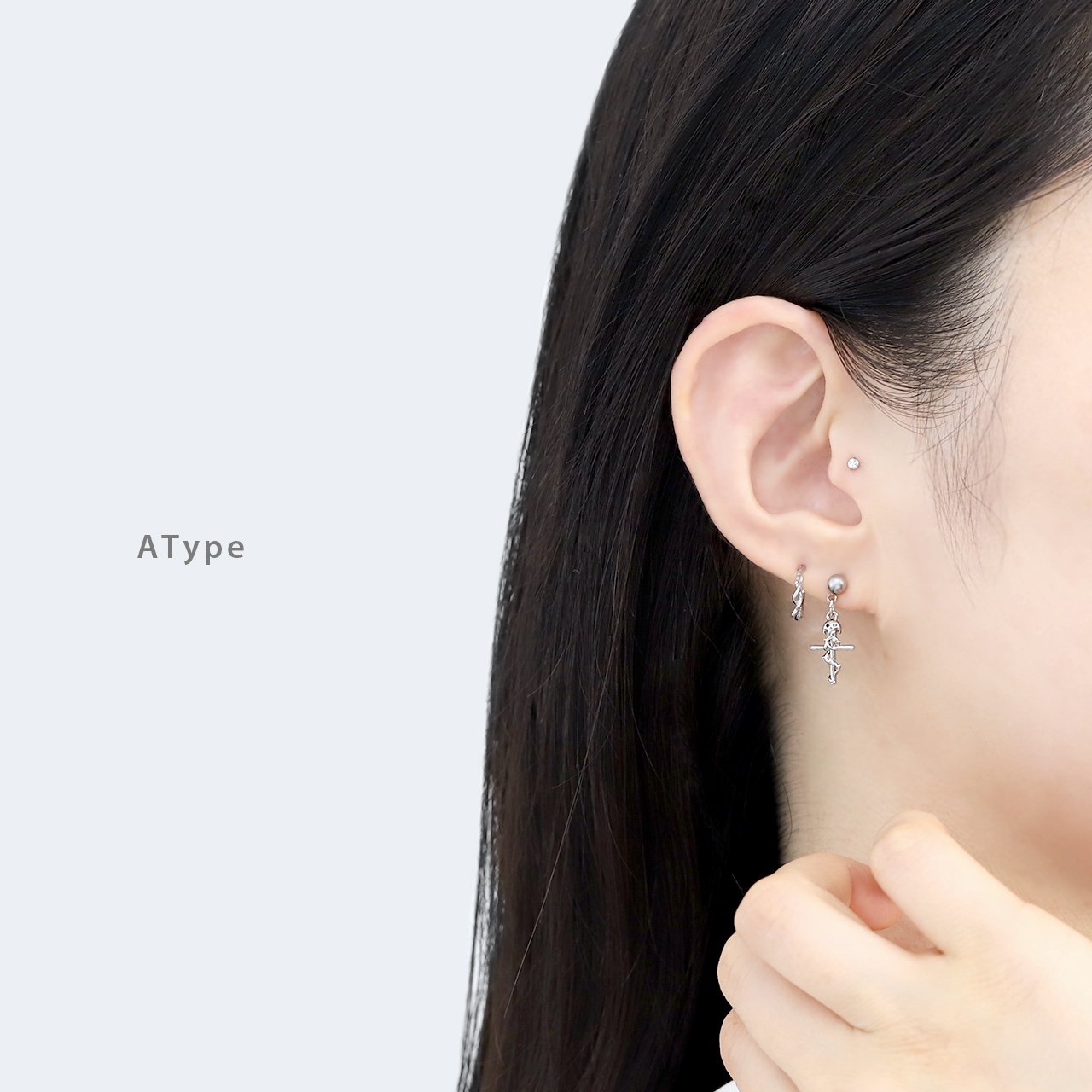 凛 RIN ボディピアス 髑髏 十字架 軟骨ピアス 16G メンズ 剣 ドクロ