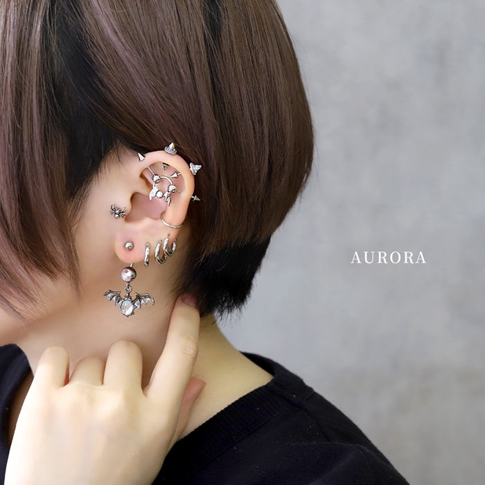 凛 RIN ボディピアス 16G コーン スパイク 軟骨ピアス アンテナ