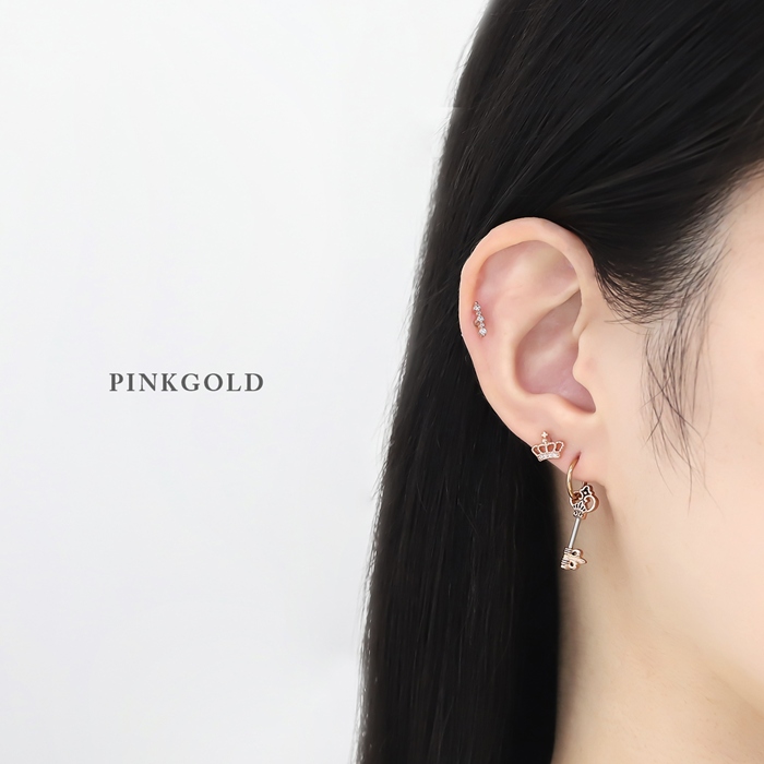 凛 RIN キャッチ ボディピアス 16G 18G 軟骨 ジュエル クラウン 王冠