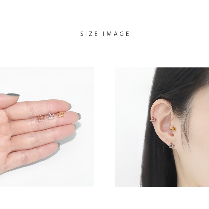 凛 RIN キャッチ ボディピアス 16G 18G 軟骨 ジュエル クラウン 王冠