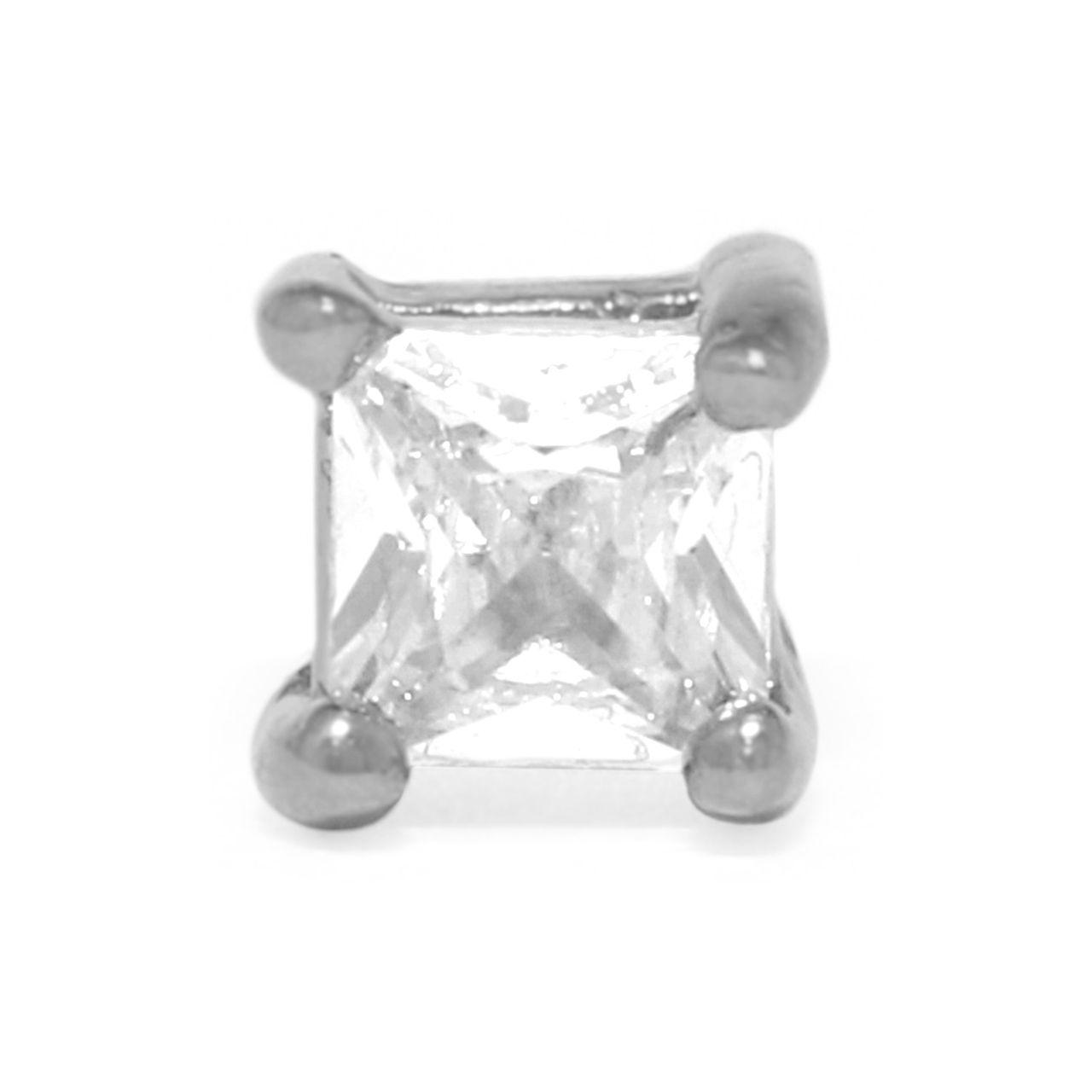 シルバー 四角形 ピアス(片耳用) サイズ11 凛 RIN キャッチ ボディピアス 16G 18G 軟骨 ジュエル スクエア 四角