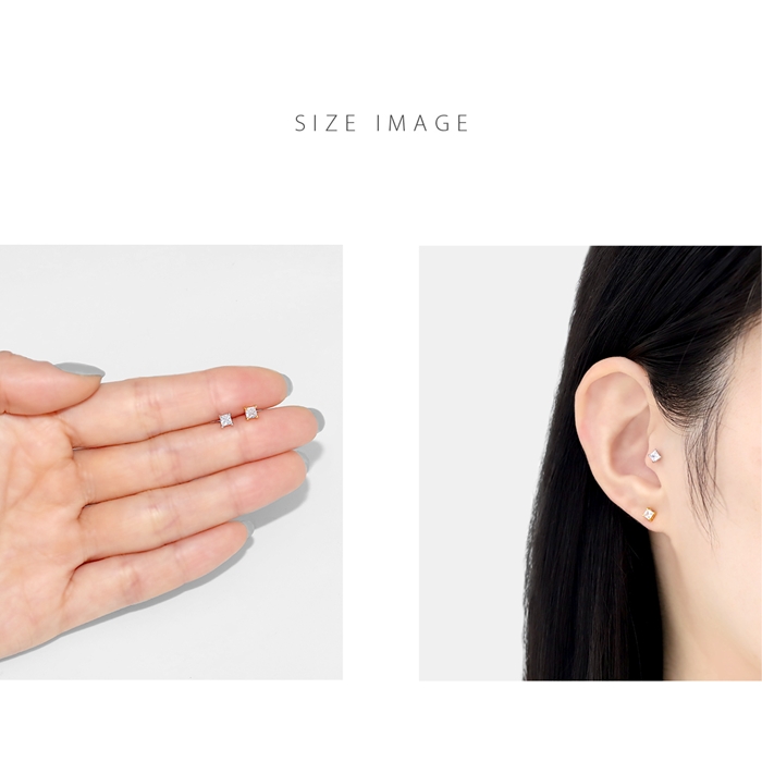 凛 RIN キャッチ ボディピアス 16G 18G 軟骨 ジュエル スクエア 四角