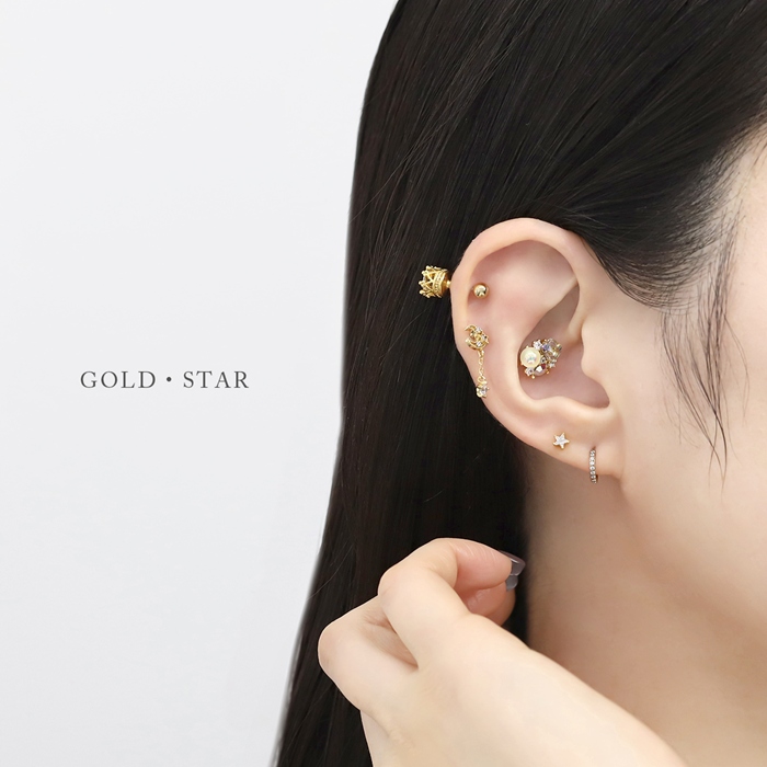 凛 RIN ボディピアス 星 ハート 16G 軟骨 丸 ジュエル キラキラ