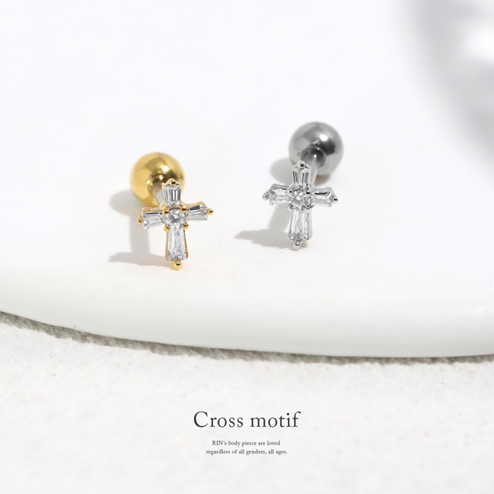 凛 RIN ボディピアス クロス 16G 軟骨 十字架 ジュエル セカンドピアス