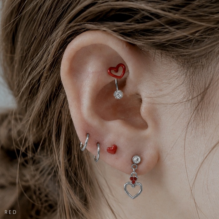 凛 RIN ボディピアス ハート 軟骨ピアス 16G 可愛い セカンドピアス