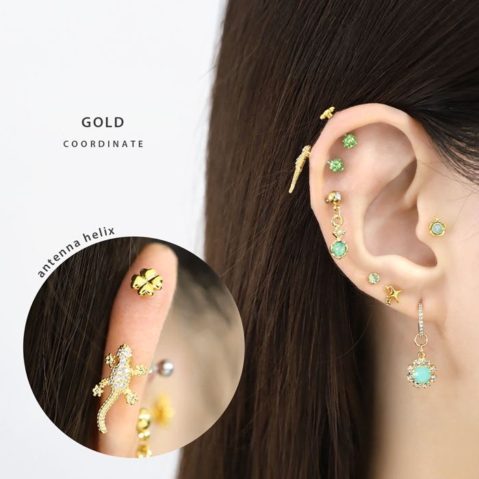 凛 RIN 軟骨ピアス 16G ボディピアス トカゲ 爬虫類 ストレート