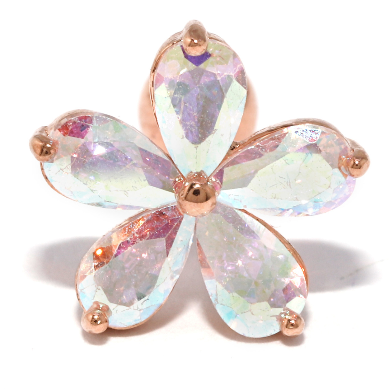 ボディピアス 軟骨 16G 大きめ オーロラ 花 フラワー ステンレス ジュエル 片耳用 金属アレルギー対応 春 おしゃれ | 凛 RIN | 03