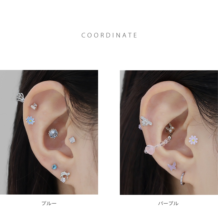 凛 RIN ボディピアス 軟骨ピアス 16G フラワー トラガス 花 ストレート