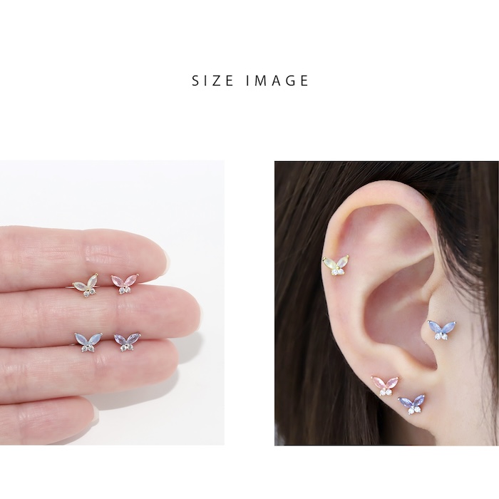 凛 RIN ボディピアス 16G 軟骨ピアス 蝶 キラキラ ストレート