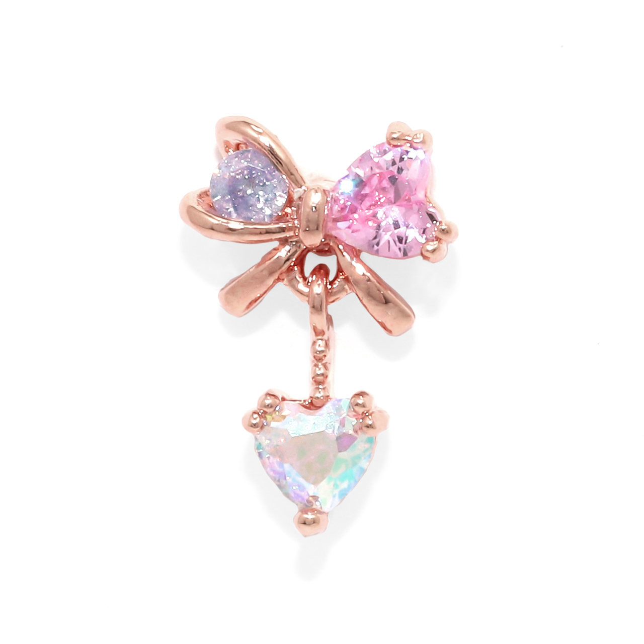 凛 RIN 軟骨ピアス 16G ボディピアス ハート リボン 揺れる ジュエル