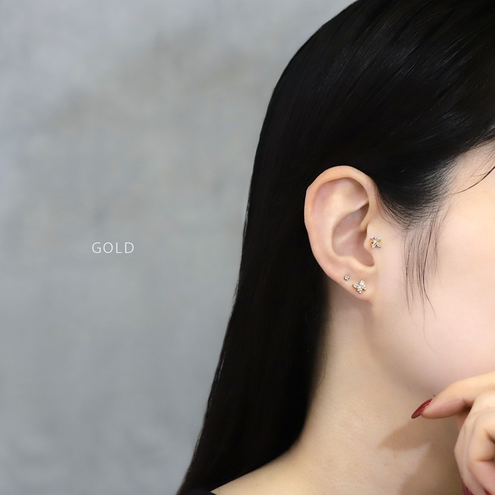 凛 RIN 軟骨ピアス 16G ボディピアス 花 蝶 蝶々 リボン ちょうちょ